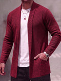 Solid Ribbed Knit Open Front Cardigan