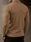 Casual Long Sleeve Ribbed Knit Polo Shirt