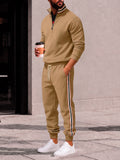 Retro Striped Half Zip Pullover and Jogger Sweatpants Set