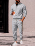 Retro Striped Half Zip Pullover and Jogger Sweatpants Set