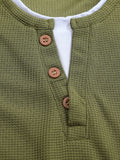Casual Waffle Henley Shirt Military Cargo Pullover