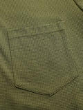 Casual Waffle Henley Shirt Military Cargo Pullover