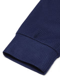 Waffle Knit Long Sleeve Polo Shirt Classic Collar Casual Pullover