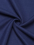 Waffle Knit Long Sleeve Polo Shirt Classic Collar Casual Pullover