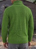 Cable Knit Full Zip Cardigan Sweater Stand Collar Chunky Jacket