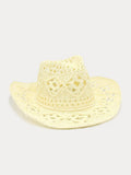 Breathable Hollow Woven Straw Hat Hat coofandy Beige F(56-58) 