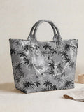 Tropical Palm & Floral Print Tote Bag