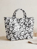 Tropical Palm & Floral Print Tote Bag