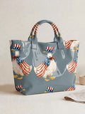 Patriotic American Flag Print Tote