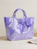 World Map & Scenic Landscape Tote Bag
