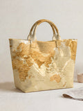 World Map & Scenic Landscape Tote Bag