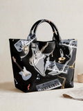 Novelty Graphic Print Tote Bag