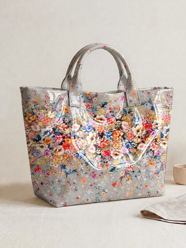 Tropical Palm & Floral Print Tote Bag