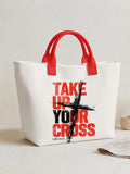 Christian Bible Verse Slogan Print Tote Bag