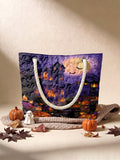 Haunted House Halloween Quilted Tote Bag