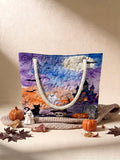 Haunted House Halloween Quilted Tote Bag