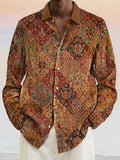 Vintage Printed Cotton Linen Shirt Shirts coofandystore PAT1 S 