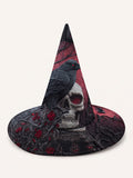 Halloween Quilted Witch Hat with Gothic & Celestial Graphic Print