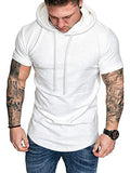 Casual Solid Short Sleeves Sports Hoodie (US Only) Hoodies coofandy White S 