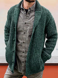 Coofandy Solid Color Long Sleeve Slim Fit Knit Sweater Jacket Sweater coofandystore Green S 