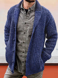 Coofandy Solid Color Long Sleeve Slim Fit Knit Sweater Jacket Sweater coofandystore Blue S 