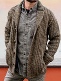 Coofandy Solid Color Long Sleeve Slim Fit Knit Sweater Jacket Sweater coofandystore Brown S 
