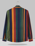 Coofandy Contrast Stripe Linen Long Sleeve Shirt Shirts coofandystore 