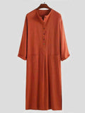 Long Cotton Linen Style Slit Shirt Robe coofandystore 
