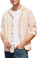Casual Button Down Long Sleeve Shirt (US Only) Shirts COOFANDY Store Apricot S 