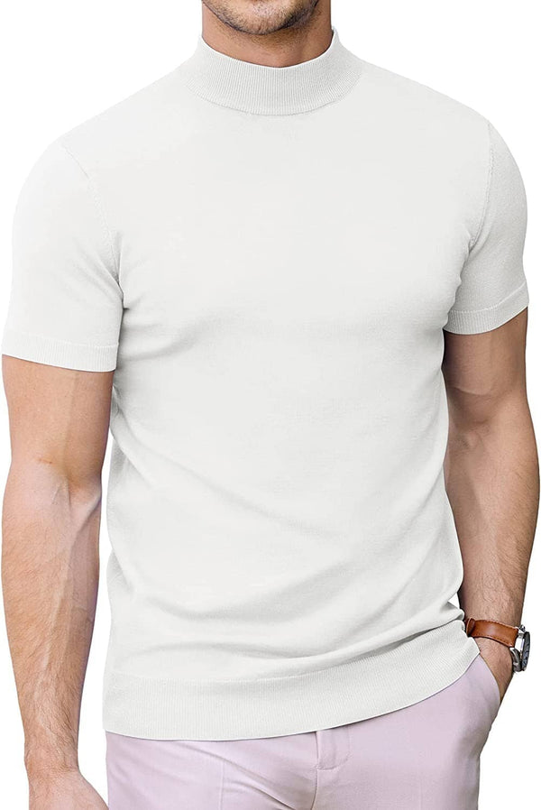 (Us Only) Turtleneck Basic Slim Fit Knitted Short Sleeve Sweater Sweaters Coofandy&