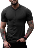 Slim Fit Zipper Polo Golf Shirt (US Only) Polos COOFANDY Store Black S 
