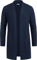 Long Cardigan Open Front Sweater (US Only) Sweaters COOFANDY Store Navy Blue S 
