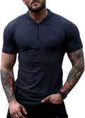 Slim Fit Zipper Polo Golf Shirt (US Only) Polos COOFANDY Store Navy Blue S 