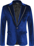 Velvet Slim Fit Solid One Button Blazer (US Only) Blazer COOFANDY Store Navy Blue S 