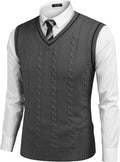 V Neck Sleeveless Knitted Pullover Vest Sweater (US Only) Vest COOFANDY Store Dark Grey S 