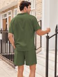 Casual Linen Short Sleeve Shirt Sets (US Only) Sets coofandystore 