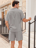 Casual Linen Short Sleeve Shirt Sets (US Only) Sets coofandystore 