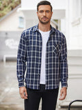 Classic Long Sleeve Plaid Shirts (US Only) Shirts coofandystore Navy Blue S 