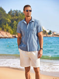 Casual Linen Cuban Shirts (US Only) Shirts coofandystore Light Blue S 
