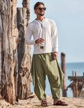 Loose V Neck Long Sleeves Shirt T-Shirt coofandy 