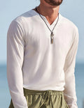 Loose V Neck Long Sleeves Shirt T-Shirt coofandy 