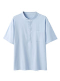 Fashion Cotton Linen Half Button Shirt Shirts coofandystore 