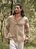 Casual Drawstring Linen Blend Shirt Shirts coofandystore 