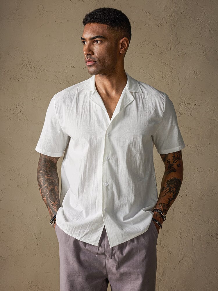 Classic Solid Cotton and Linen Casual Button Shirt — official listing image
