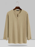 Coofandy Small V-neck long-sleeved Shirt Shirts coofandystore Light Khaki M 