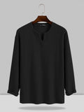 Coofandy Small V-neck long-sleeved Shirt Shirts coofandystore Black M 