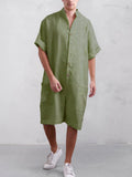 Stand Collar Cotton Linen Jumpsuit Jumpsuit coofandystore Army Green S 