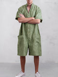 Stand Collar Cotton Linen Jumpsuit Jumpsuit coofandystore 