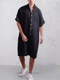 Stand Collar Cotton Linen Jumpsuit Jumpsuit coofandystore Black S 