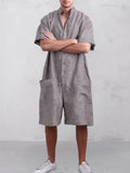 Stand Collar Cotton Linen Jumpsuit Jumpsuit coofandystore 